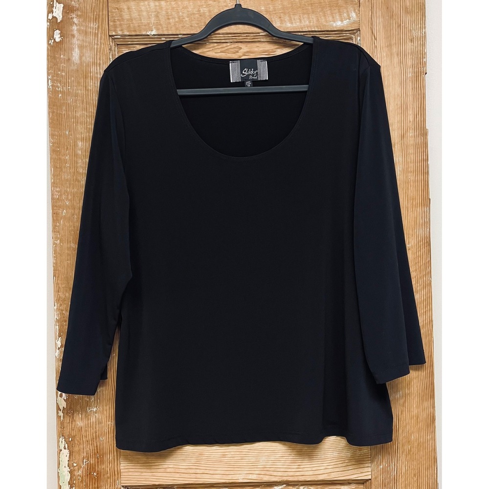 Slinky Brand Top 1X Black Jersey Capsule Modest Basic Travel Versatile Comfort